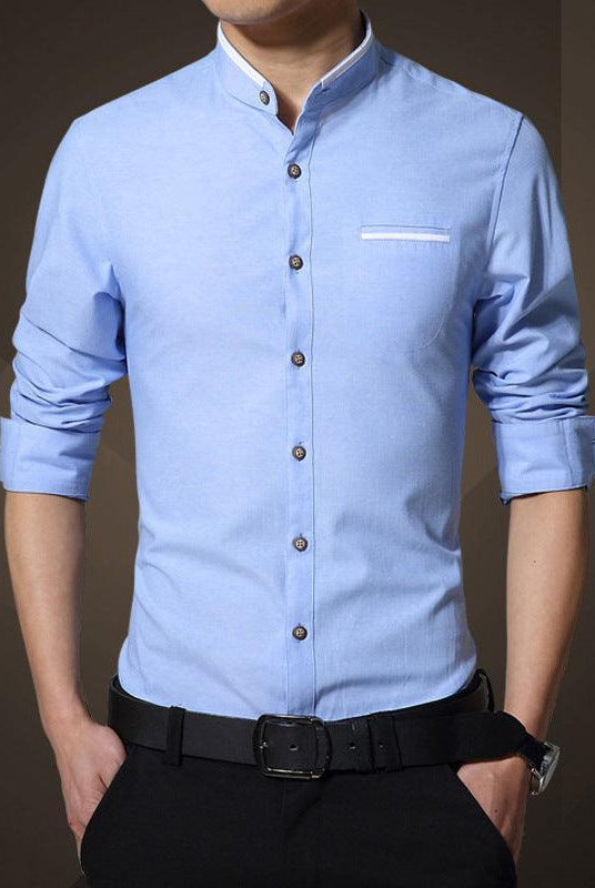 Men's Shirts Mens Stand Collar Mandarin Shirt