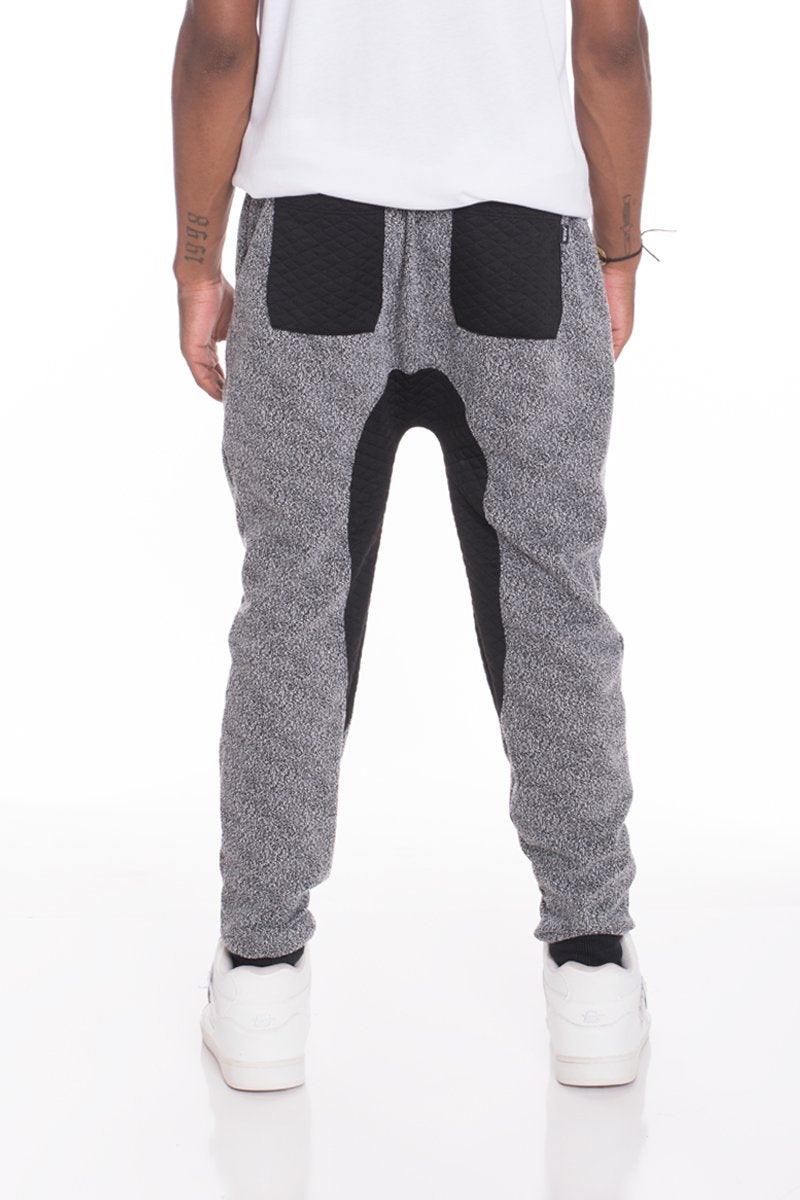 Men's Pants - Joggers Mens Static Speckled Gray Black Contrasted Jogger Pants