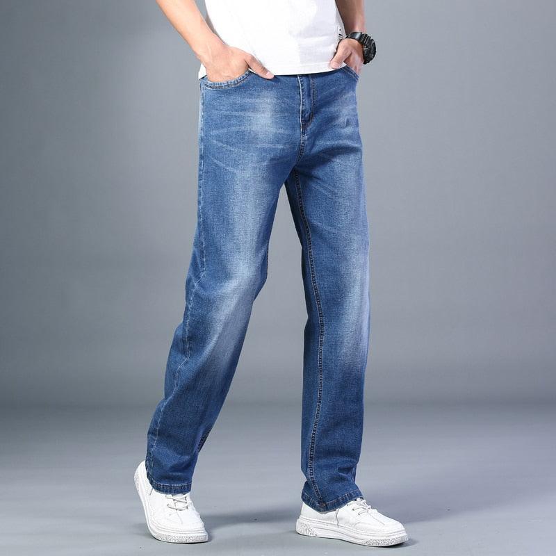 adviicd Men Pants Men Jeans Men's Relaxed Fit Classic Jeans - Loose Fashion  Baggy Comfort Plain Pants Blue 3X-Large