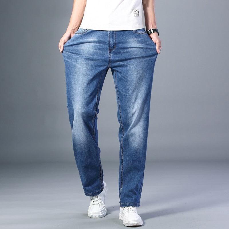 Mens Straight Leg Loose Jeans Classic Style Stretch Baggy Pants –  VacationGrabs