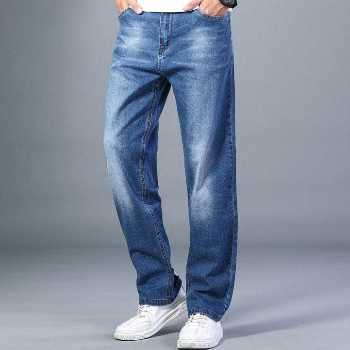 Men's Pants - Jeans Mens Straight Leg Loose Jeans Classic Style Stretch Baggy Pants