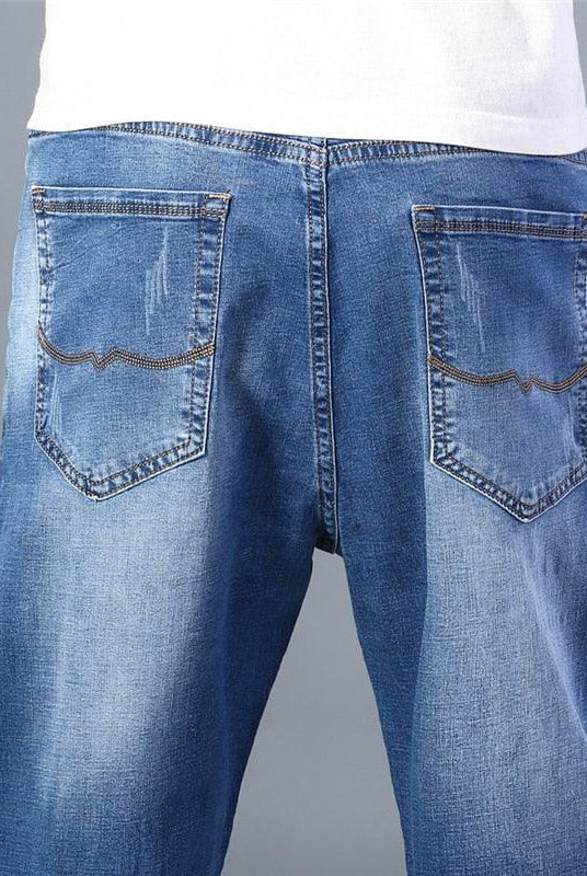 Men's Pants - Jeans Mens Straight Leg Loose Jeans Classic Style Stretch Baggy Pants