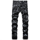 Men's Pants - Jeans Mens Streak Painted Black White Jeans Stretch Denim Pants...