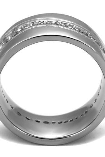 Men's Jewelry - Rings Mens Thick Silver Tone Stainless Steel Cubic Zirconia Rings