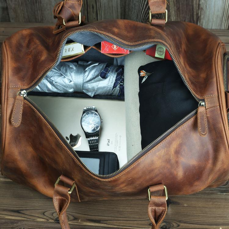 Luggage & Bags - Duffel Mens Travel Bags Premium Horse Leather Weekender Duffel Bag