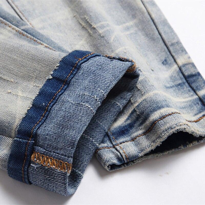 Men's Pants - Jeans Mens Trust Print Jeans Vintage Punk Button Fly Ripped Denim