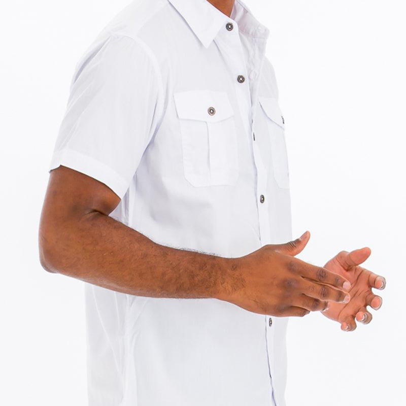 Men's Shirts Mens Two Pocket Button Front Short Sleeve Shirt