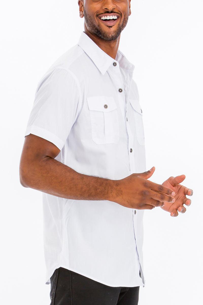 Men's Shirts Mens Two Pocket Button Front Short Sleeve Shirt