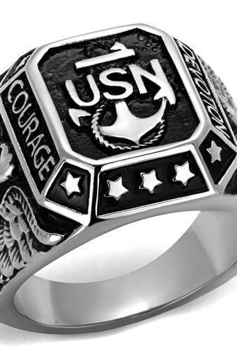 Men's Jewelry - Rings Mens Usn Courage Ring Stainless Steel Epoxy Navy Ring