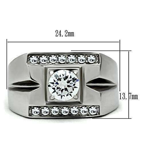 Stylish men's vacation jewelry ring featuring a large center stone and accent crystals for a bold look