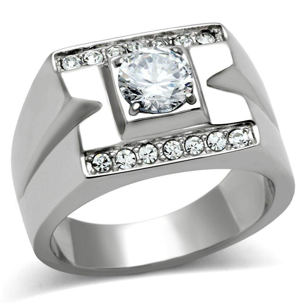Stylish Men's Vacation Jewelry Ring with a Central Stone and Sparkling Accent Stones