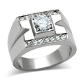 Stylish Men's Vacation Jewelry Ring with a Central Stone and Sparkling Accent Stones