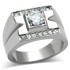 Stylish Men's Vacation Jewelry Ring with a Central Stone and Sparkling Accent Stones