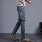Men's Pants - Jeans Mens Vintage Blue Classic Jeans Slim Denim Trousers