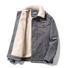 Men's Jackets Mens Warm Corduroy Jackets Fur Collar Winter Casual Thermal...