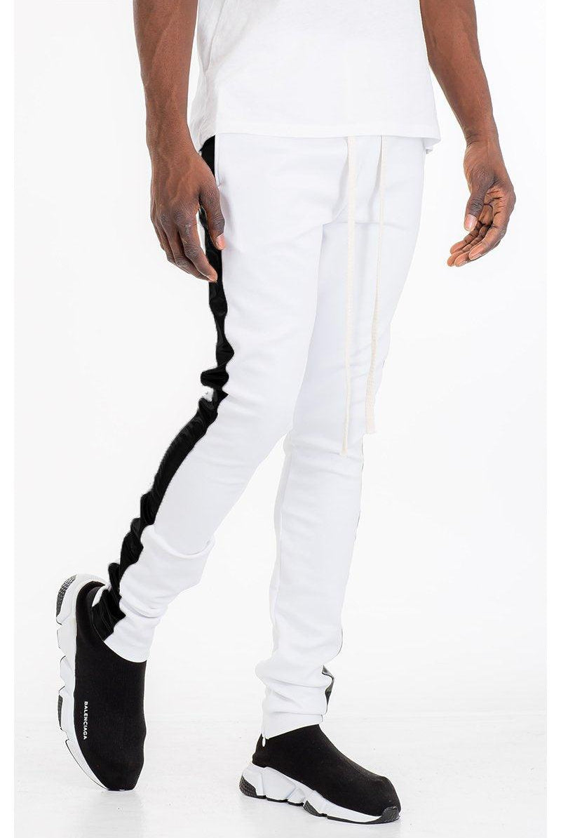 Men's Pants - Joggers Mens White Black Stripe Slim Fit Track Pants