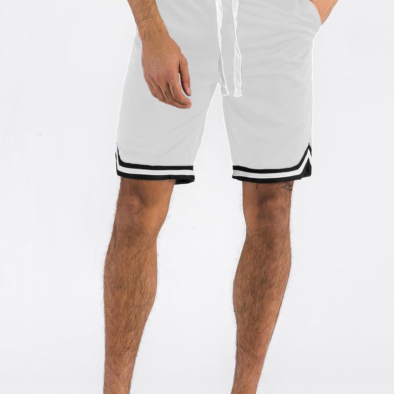 Men's Shorts Mens White Drawstring Shorts Black White Trim Basketball...