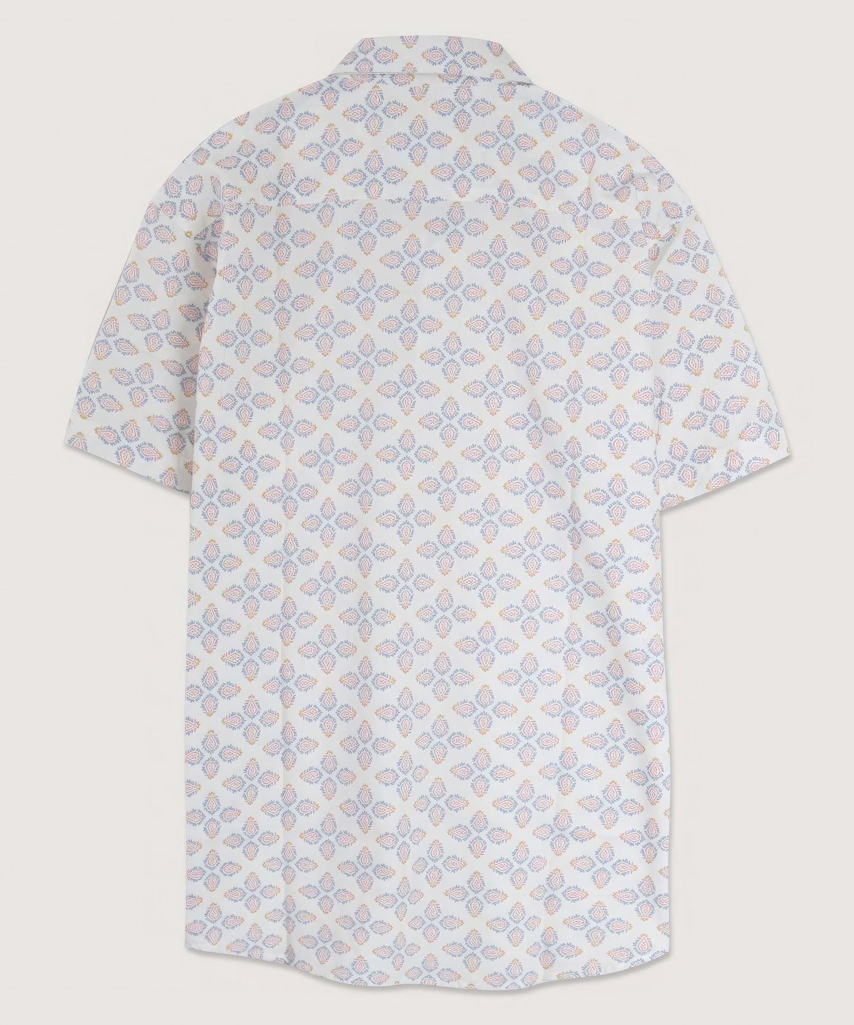 Men's Shirts Mens White Multi Geo Tile Shirt