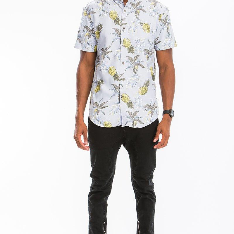 Men's Shirts Mens White Pineapple Hawaiian Shirt Button Down