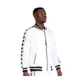 Mens white zip up jacket by VacationGrabs with stylish side detailing and a comfortable fit