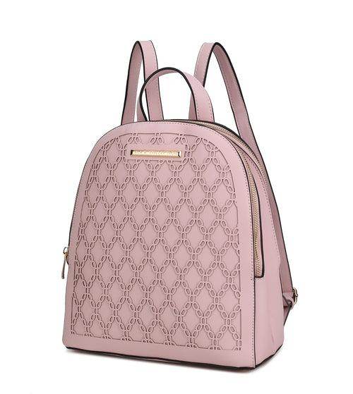 Pink Orpheus Sloane daypack for travel with stylish embossed design and adjustable straps