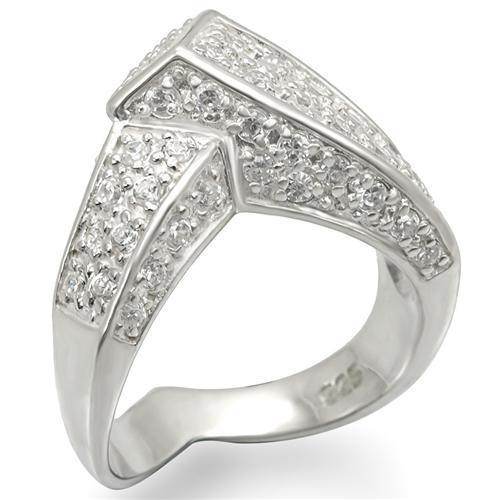 Stylish modern geometric silver ring adorned with sparkling crystals for a trendy look