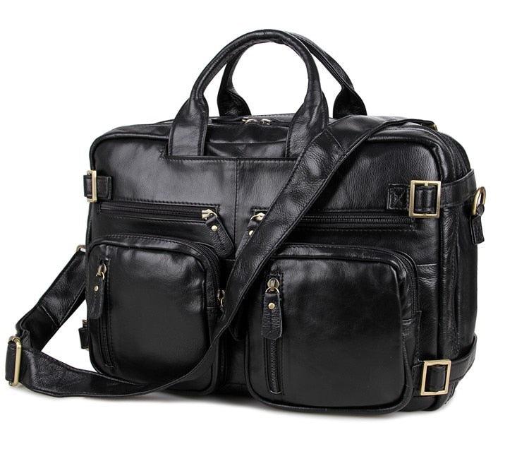 Luggage & Bags - Briefcases Modern Professional Genuine Leather Black Briefcase Shoulder Bag