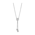Modern rhodium pendant necklace featuring a stylish design with sparkling accents
