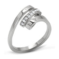 Modern silver fashion ring for women featuring dual bands and sparkling crystals