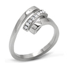 Modern silver fashion ring for women featuring dual bands and sparkling crystals