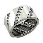 Stylish modern silver ring for women featuring a unique design and sparkling accents