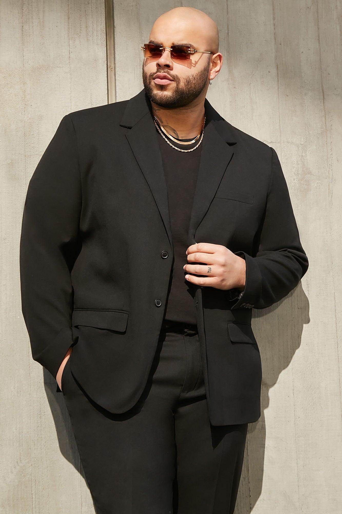 Fashion Nova modern suit jacket for men in black with a tailored fit and stylish design