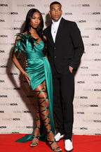 Fashion Nova modern suit jacket for men paired with stylish attire on a red carpet event
