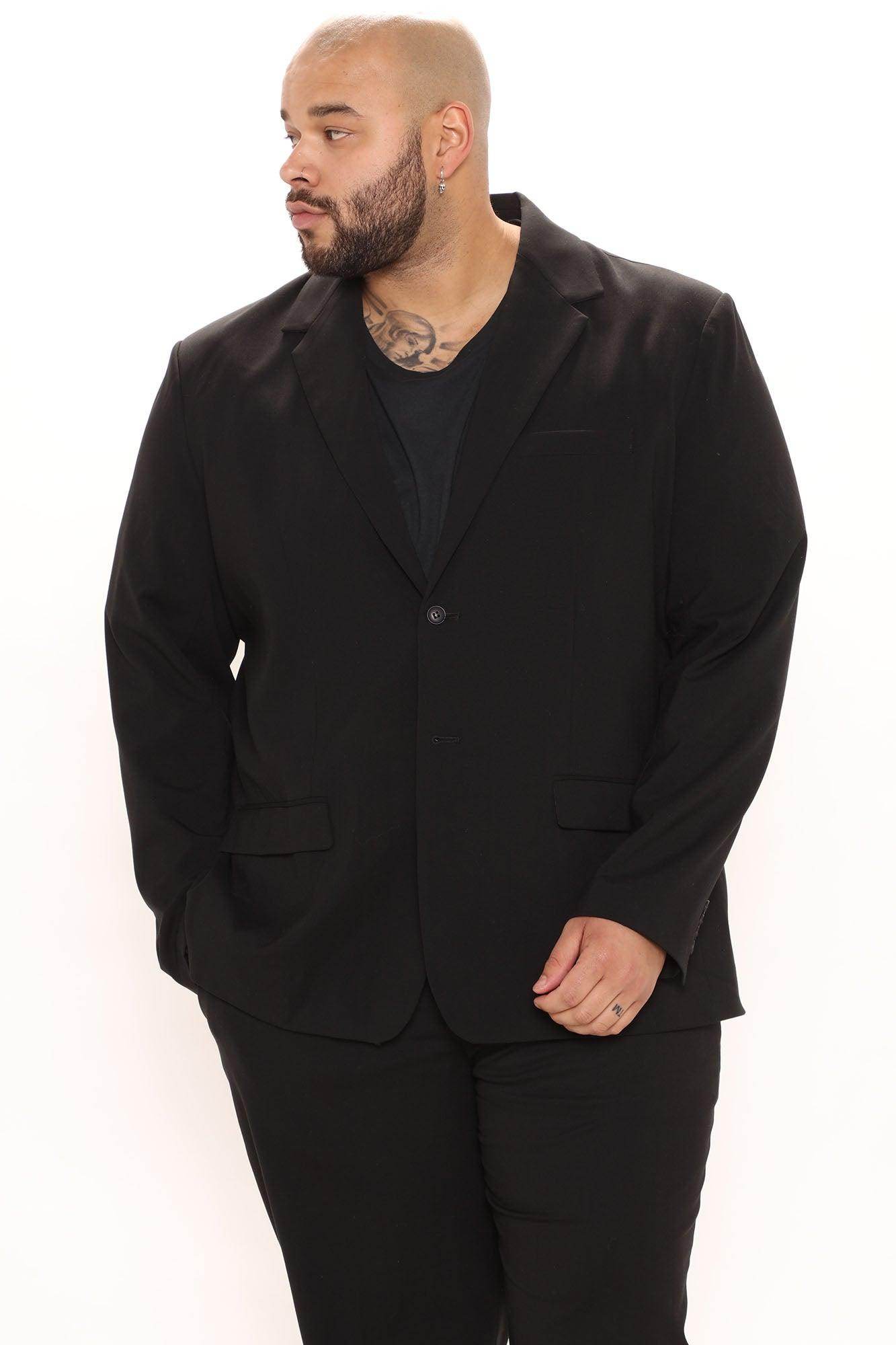 Fashion Nova modern suit jacket for men in sleek black design, perfect for formal occasions