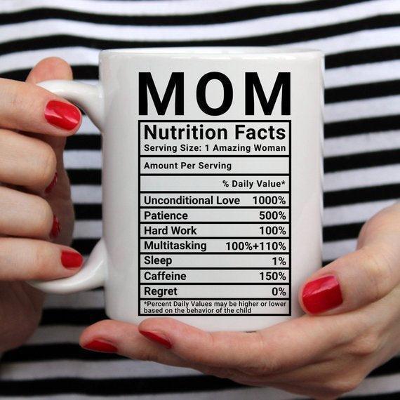Home Essentials Mom Coffee Mug - Mom Nutrition Facts - Great Gift Idea