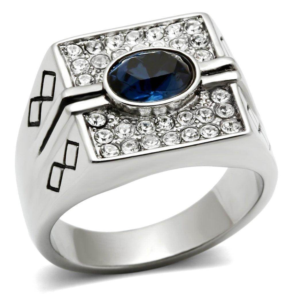 Men's Montana blue ring for men with a central blue stone and sparkling stones around it