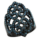 Montana Queen ring featuring intricate black design with blue crystal accents for a stunning look