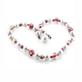 Multi color brass necklace with synthetic pearl featuring vibrant beads for a stylish look