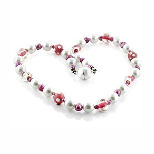 Multi color brass necklace with synthetic pearl featuring vibrant beads for a stylish look