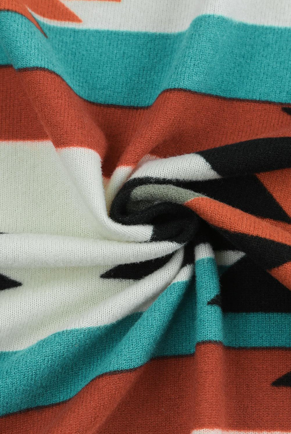Women's Sweaters Multicolor Geometric Color Block Open Front Long Cardigan