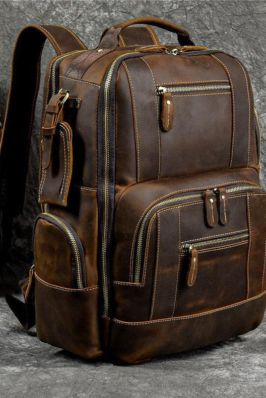 Luggage & Bags - Backpacks Multipocket Large Capacity Leather Backpacks For Men Day Wear
