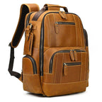 Brown multipocket travel backpacks with multiple compartments and adjustable straps for organized travel