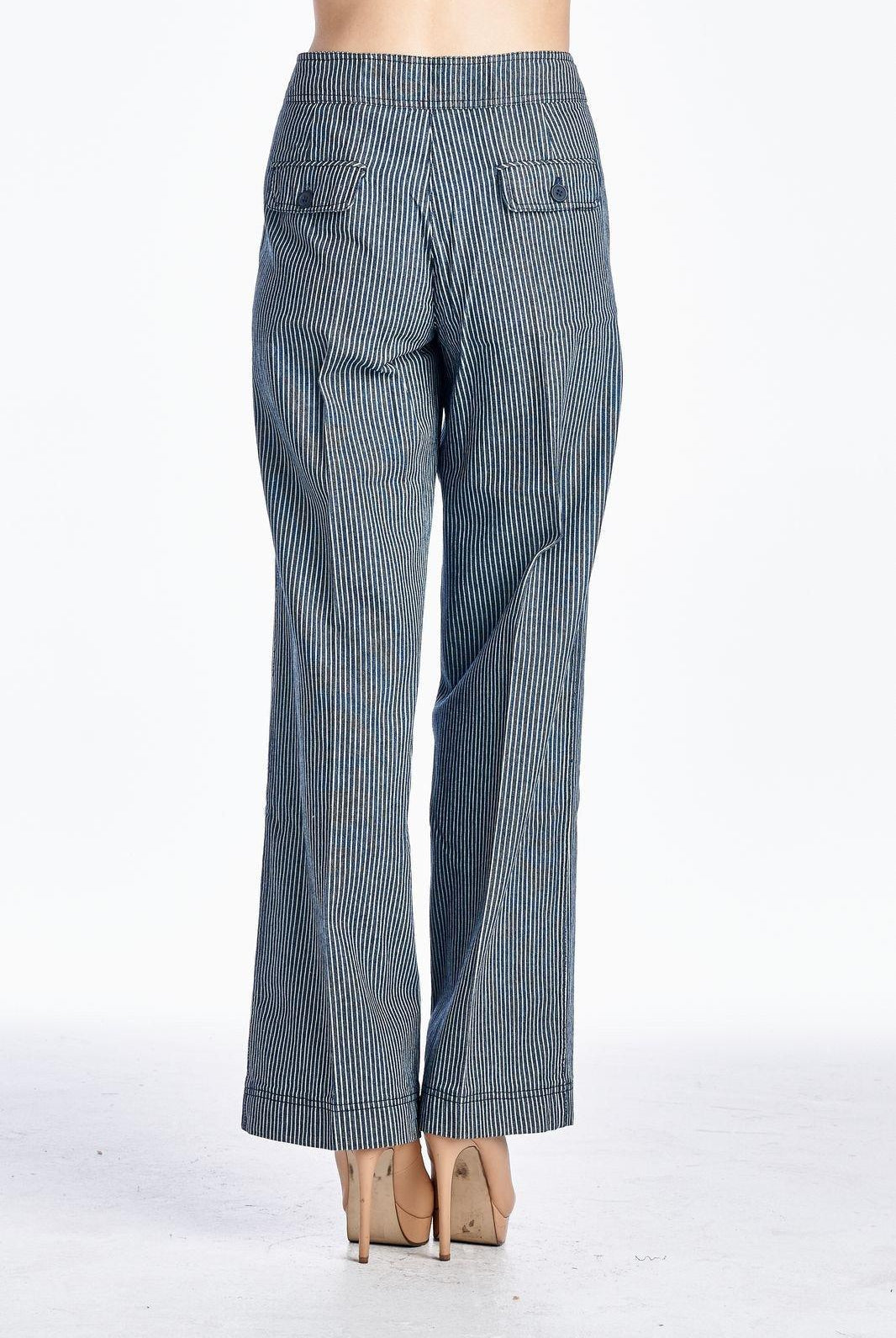 Women's Pants Navy Blue Larry Levine Pinstripe Pants