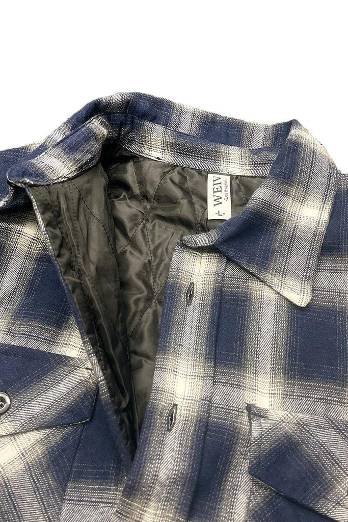 Men's Shirts - Flannels Navy Blue / Yellow Quilted Flannel Shirt