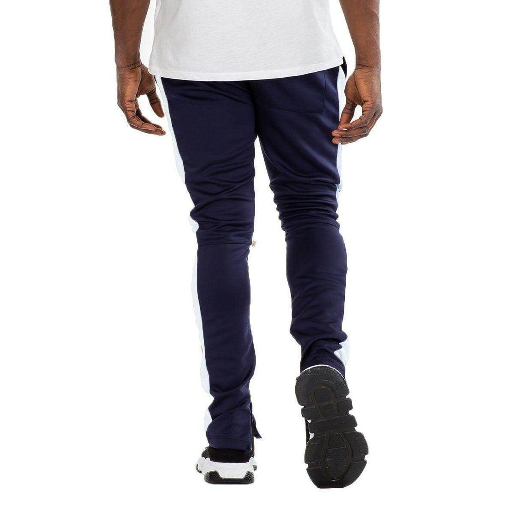 Stylish navy white track pants mens featuring a comfortable fit and tapered desig