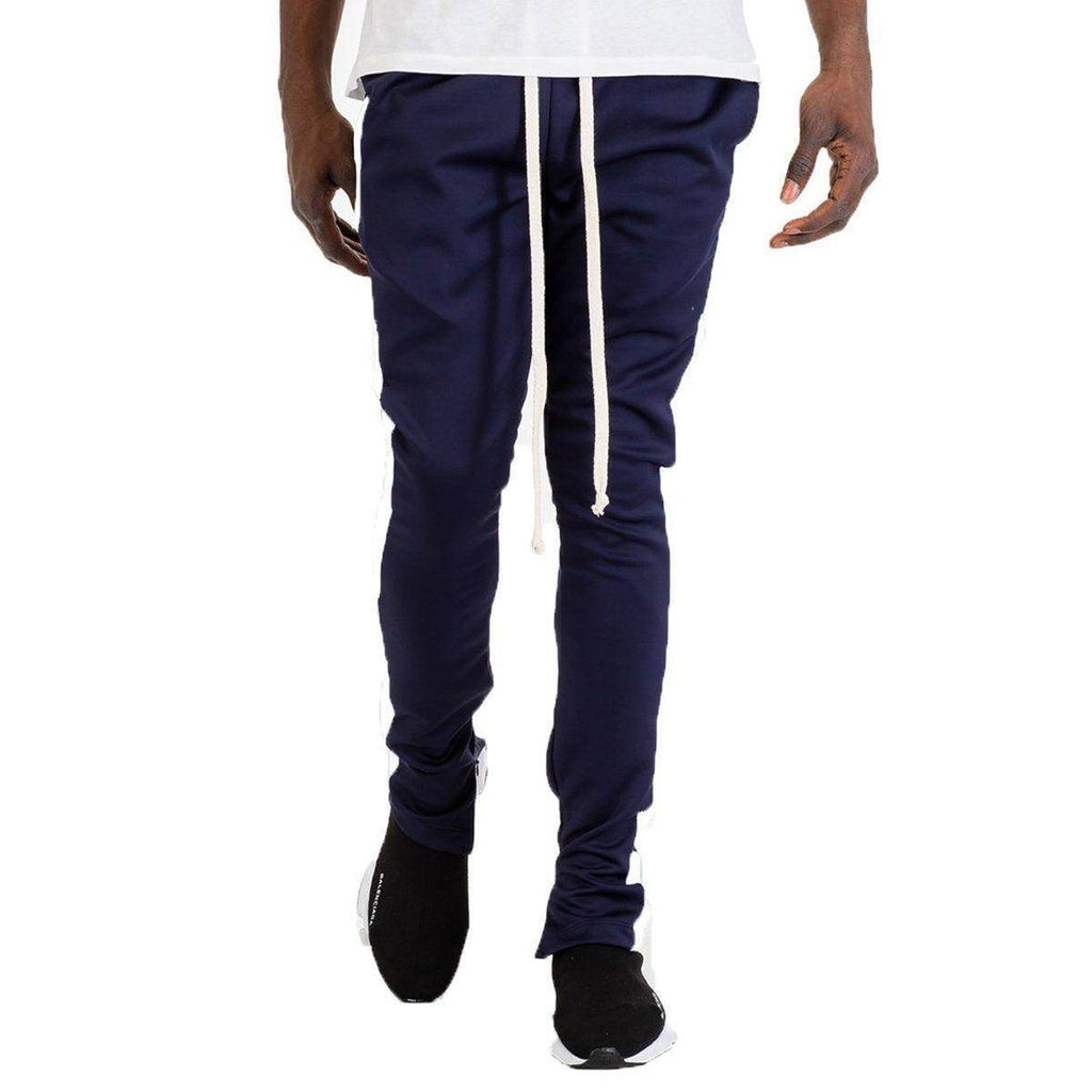 WEIV navy white track pants mens with a comfortable fit and stylish design for casual wear