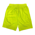 Back view of neon yellow running shorts from VacationGrabs designed for comfort and visibility