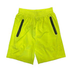 Men's neon yellow running shorts with side pockets for comfort and style during workouts