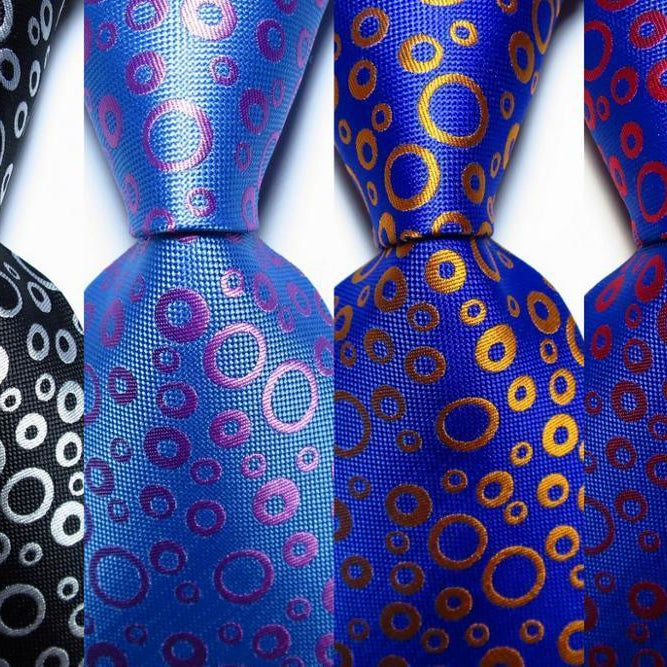 Men's Accessories - Ties New Fashion Dot Ties Mens Silk Necktie Set Black Orange Sky...