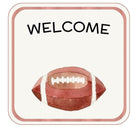Cute welcome sign featuring a watercolor football, perfect for a newborn football outfit theme